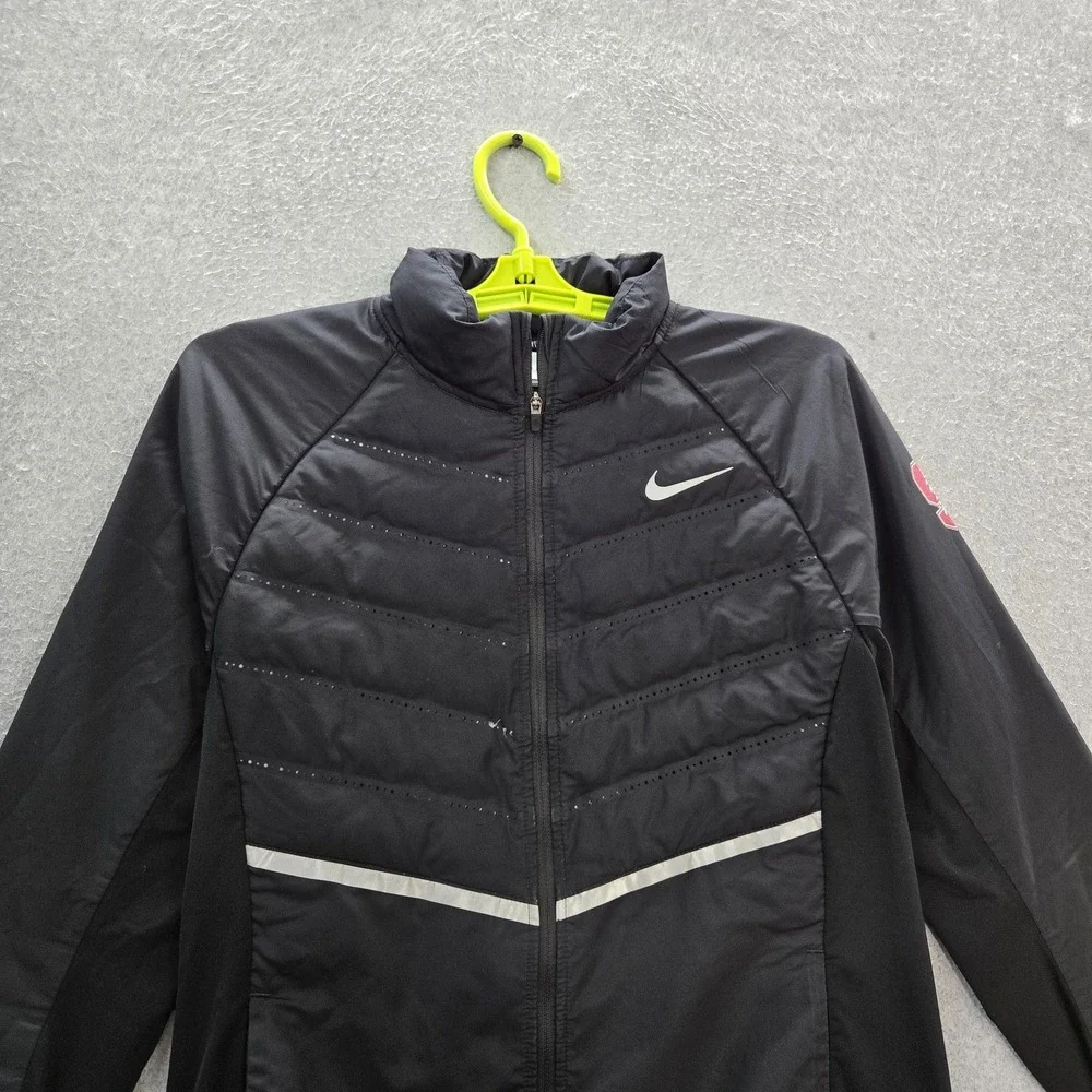 Stanford Cardinal Women Jacket L Black Nike Logo Aeroloft 800‎ Down Puffer
